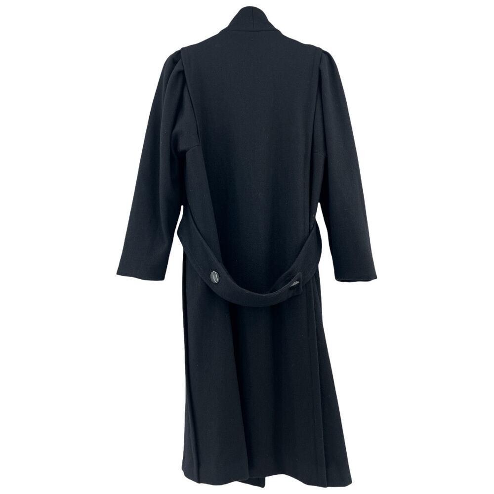 Vtg 70s Jill Jr Black Wool Opera Trench Coat Minimalist Goth Duster USA MEDIUM - Picture 5 of 12